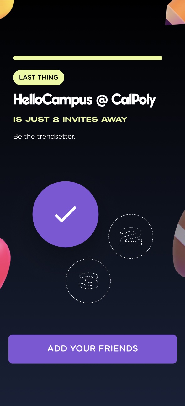 Invite friends milestone screen