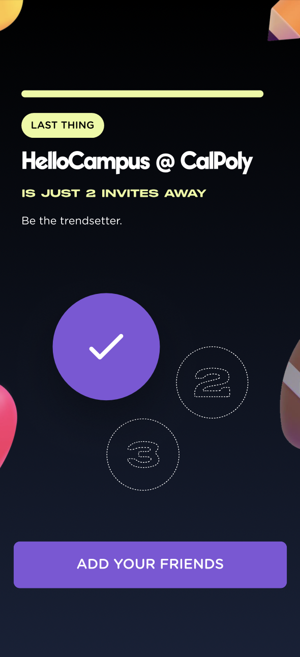 Invite friends milestone screen